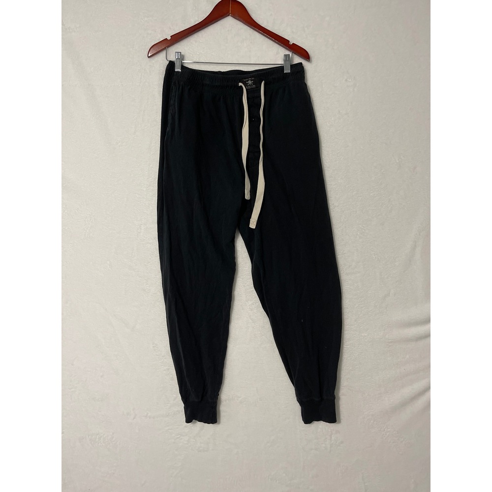 Lucky Brand Black Label Mens Cotton Jogger Pajama Sleep Pants Black Large